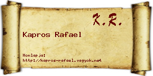 Kapros Rafael névjegykártya